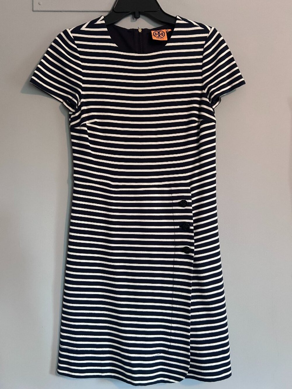 Tory Burch Striped Dress with Kick Skirt